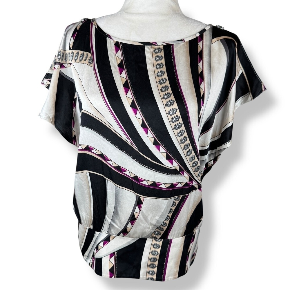Silk WHBM Top Size Medium Geometric Abstract Artsy Festival Office Luxe Office